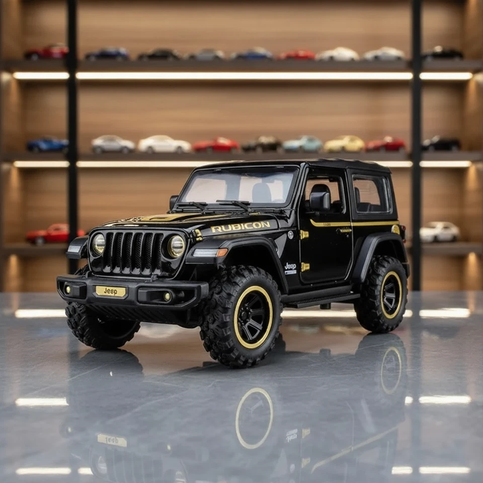 1:32 Jeep Wrangler Rubicon Diecast Car Model - Sound Light Pull‑Back Toy Gift - Image 2 of 4