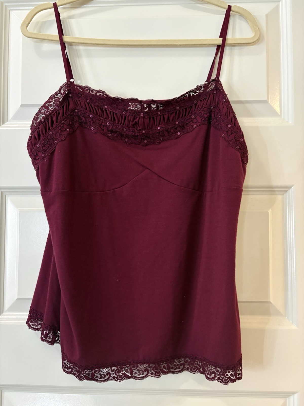 Cato Burgundy Lace Trim Solid Strap Accent Camisole Tank Top Women’s XL