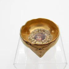 Antique Porcelain Footed Open Salt, Child in Flowers Porcelain Footed, Germany