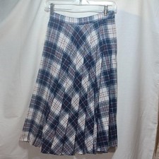 Vintage Skirt Pleated A-line Plaid 13-14