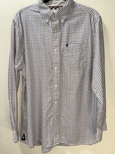 Men's STAFFORD Long Sleeve SHIRT White Plaid, Casual Sz Large