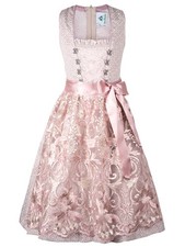 Isar Trachten Kinderdirndl Maria rosa Jacquard mit Spitzenschürze Mädchen Dirndl