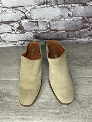 Natalia Blanco Light Taupe Leather Mules Heel Shoes Women Sz 40EU/9.5M US