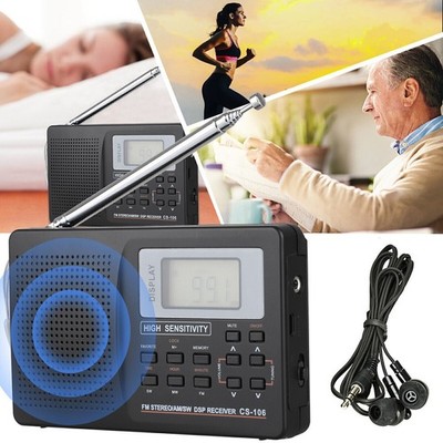 AM/FM/SW/MW/LW Portable Full Band Radio.Digital Stereo Speaker Player+Headphones
