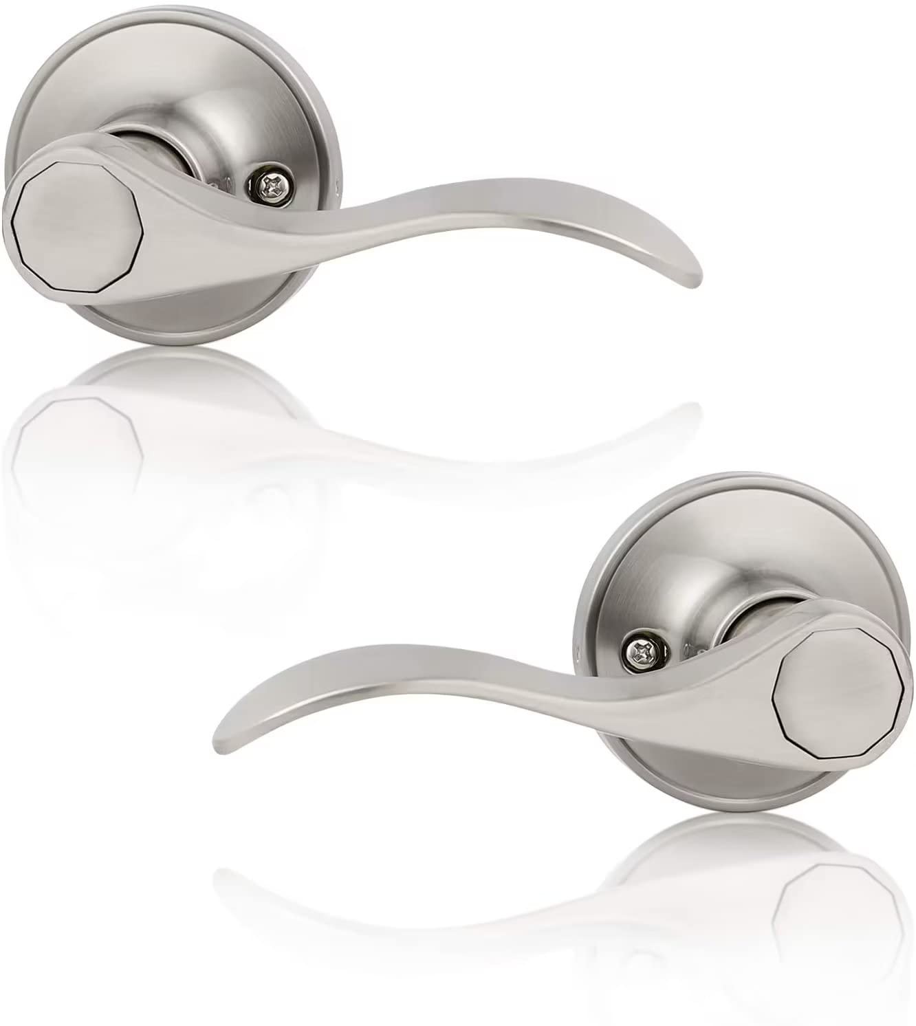 НАКЛАДНОЙ ДВЕРНОЙ РЫЧАГ PROBRICO 2 ШТ. - ФРАНЦУЗСКАЯ ДВЕРНАЯ РУЧКА В ВИДЕ ВОЛНЫ - МАТОВЫЙ НИКЕЛЬ
