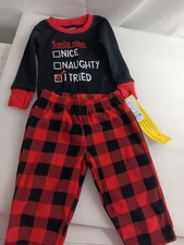 NEW CARTER'S 2-piece Santa Check List Pajamas 12M NWT Retail 26