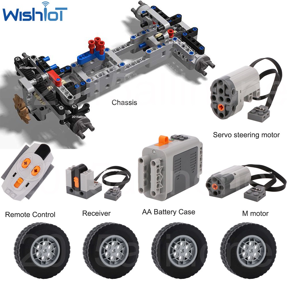 4WD RC Car Chassis Electric Set Building Block Motor Wheels RC Reciever Technica