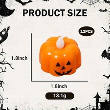 12PCS Bright 3D Halloween Flameless Candles, Pumpkin LED Tea Light Candle