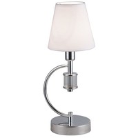 Tischleuchte Chrom Weiß 38,5 Cm Stoff Metall E14 Beistell Nachttisch Tisch Lampe