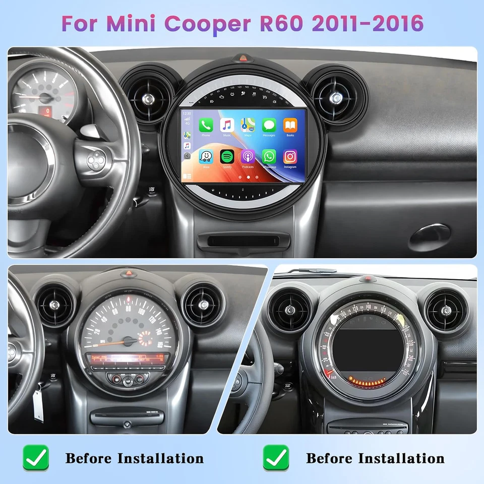 For 2010-2016 Mini Cooper R56 R60 Android 13 Carplay Car Stereo Radio GPS WIFI Foto 2 de 4