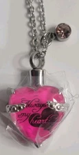 New Urn Necklace for Ashes Pink Heart  Memorial Cremation  Ash Necklace New