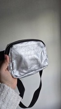 Silver Metallic Crossbody Bag with Adjustable Straps