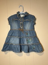 Youngland Dress Girls 24 Months Denim Country Style Embroidered Vintage Floral