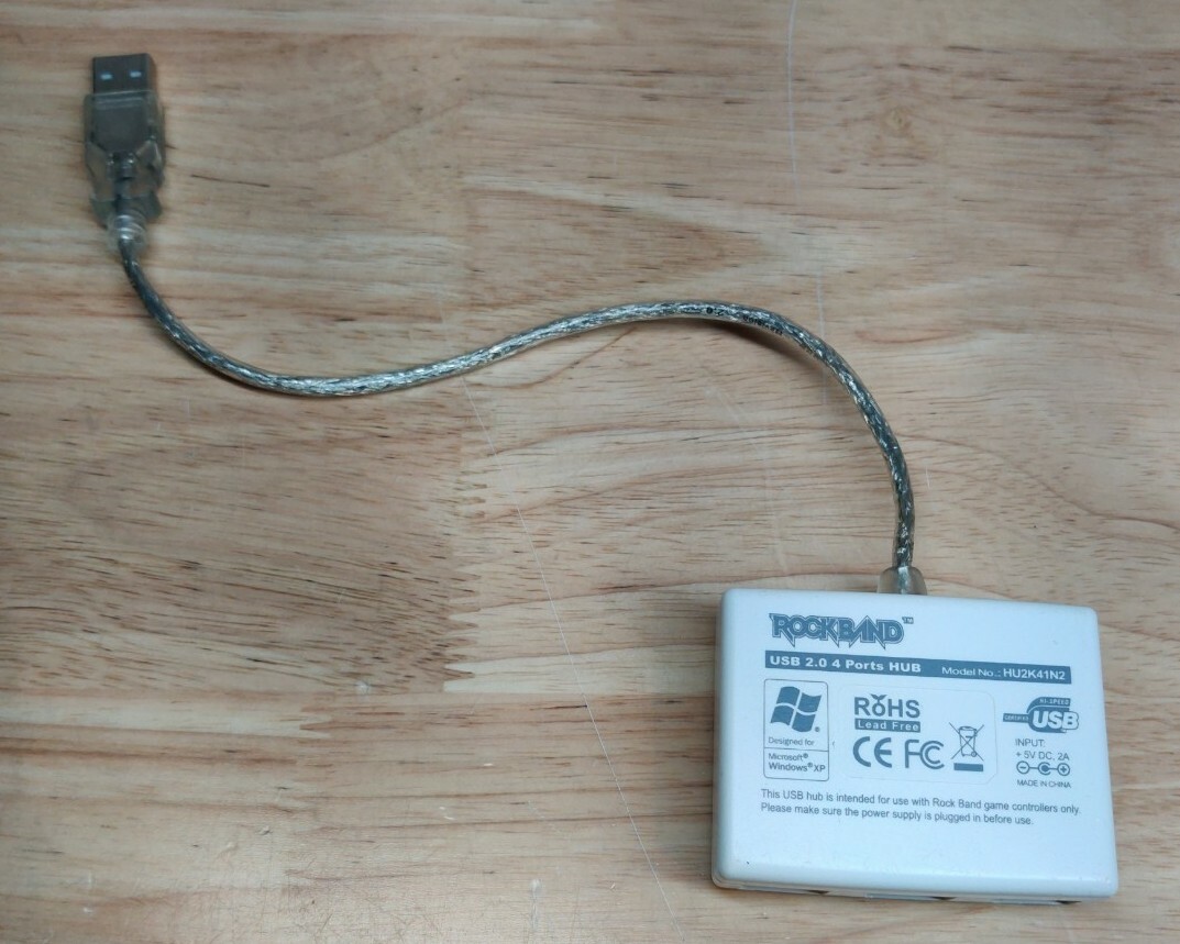 GENUINE Rock Band USB 2.0 4Port Hub Adapter guitar hero drums Wii PS3