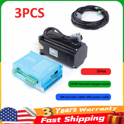 Nema34 12Nm Closed-loop Stepper Motor Hybrid AC Servo Driver Kit 3Axis 86HBS120