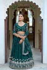 Latest New Heavy Georgette Lehenga Choli With Green Dupatta For Engagement Wear