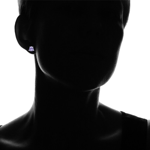 Sterling Silver Amethyst Trillion-Cut Stud Earrings - Picture 4 of 4