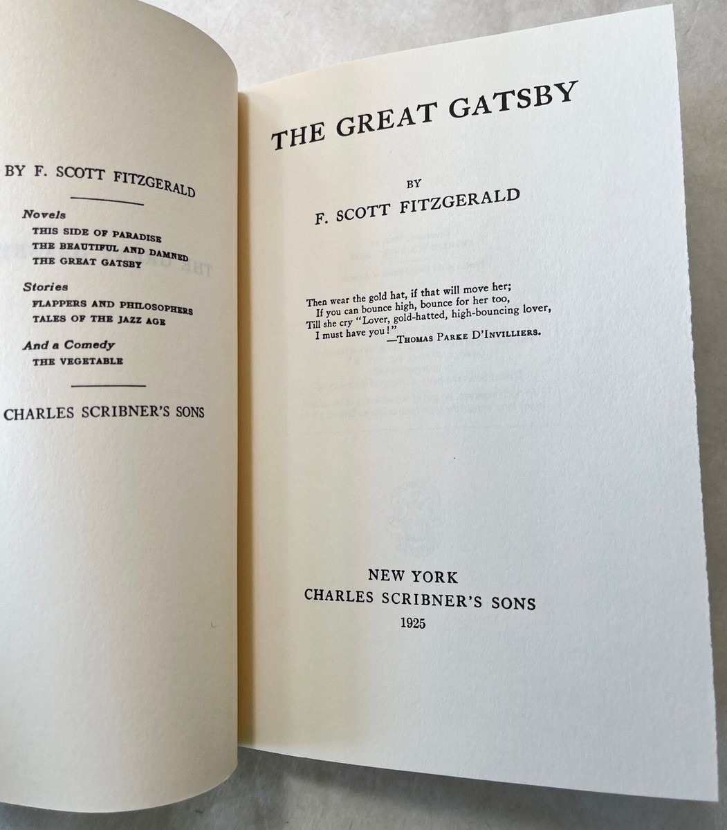 The Great Gatsby ~Finest Facsimile of 1925 First Edition, by F