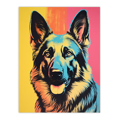 Alsatian Dog Multi Coloured German Shepherd Artwork Wall Art