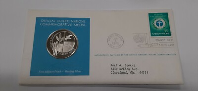 1972 United Nations FDC with Commemorative Silver Medal - Human