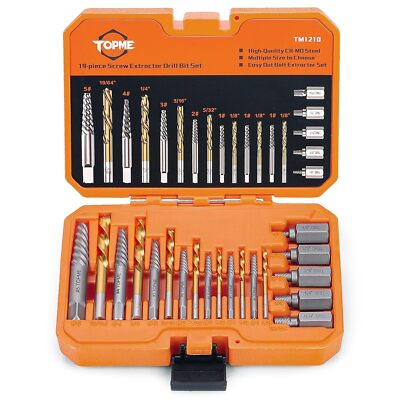 19PCS Screw Extractor and Left Hand Drill Bits Set, Easy Out Screw Extractor SeT