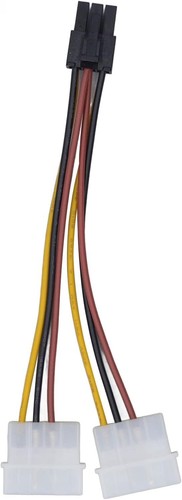 2X A Dual 4-Pin Molex IDE to 6 Pin PCI-E Graphic Card Power Connector Cable Adapter