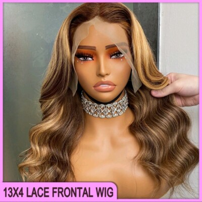 12A 20 ZOLL PERUANISCHE ROHE REINE ECHTHAAR P4/27# KÖRPERWELLE LACE FRONTAL PERÜCKE 180%