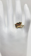 Gold Tone Metal Leaf Leaves Women's Ring Size 7.25 Fashion Costume Jewelry
