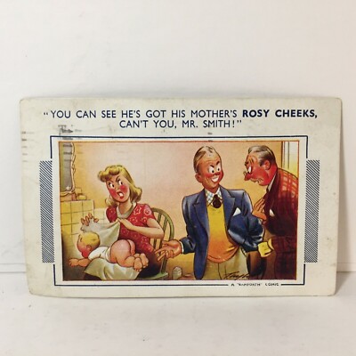 A Bamforth Comic ''ROSY CHEEKS'' Baby Mr Smith Mailed 1955  Postcard