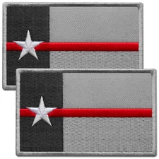 2Pcs Red Line Flag Patch, Embroidered Texas Flag Patch with Thin Red Line