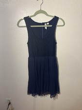 Navy Blue Pleated Mini Dress