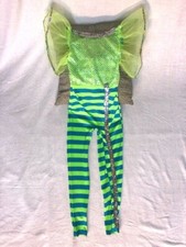 Green Blue Striped Youth Unitard Dance Costume W/ Headband