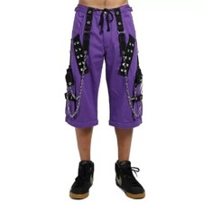 Gothic Bondage Men Short Alternative Punk Rock Transformer Trouser Purple/Trip
