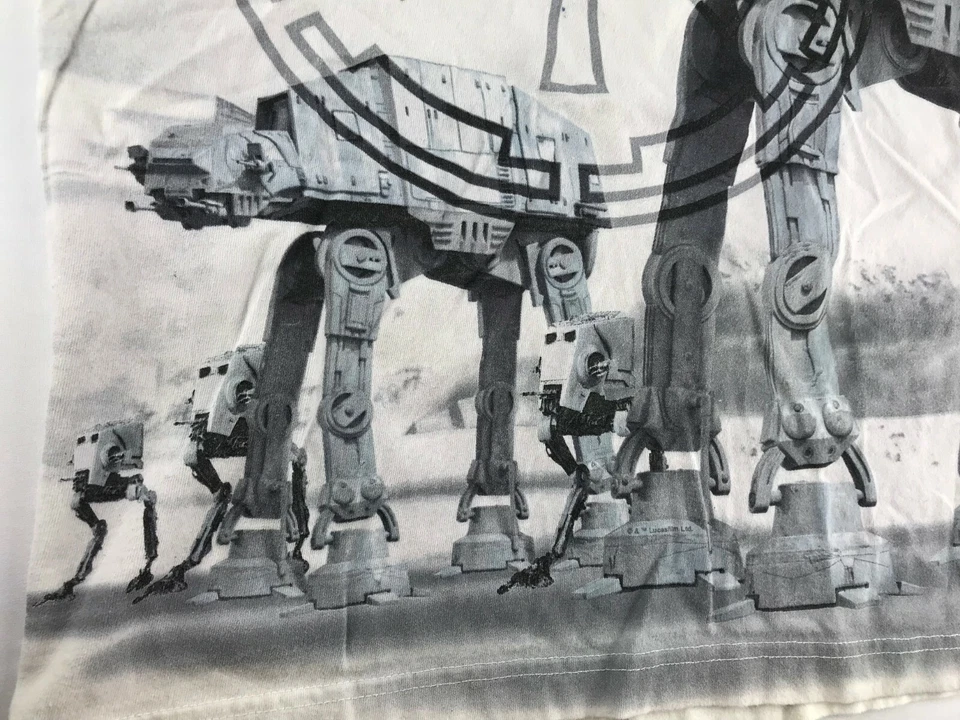 Camiseta antigua azul marino coleccionable talla niño 10/12 grande.  Star Wars.  Blanco Gris Foto 4 de 4