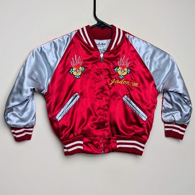 Vintage Japan Yokosuka Souvenir Dragon Satin Embroidered 80s