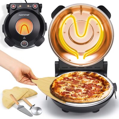 NutriChef Electric Pizza Oven 1200W Countertop Pizza Maker w/Temp Control(Black)