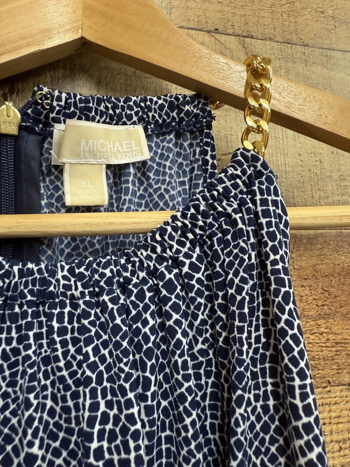 Abito donna smanicato Michael Michael Kors blu navy e bianco catena reggicalze XL