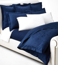 Ralph Lauren Bethany Floral Jacquard Organic Cotton Queen Duvet Cover 500 Navy