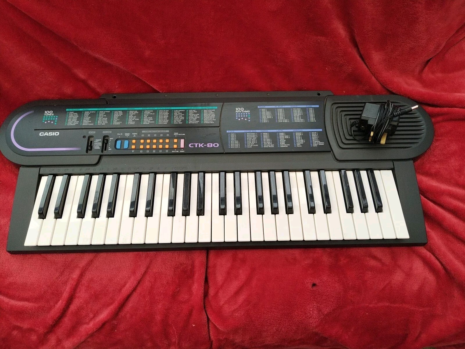 Vintage Casio CTK-80 Electronic Keyboard Synthesiser Effects 49 Key Power Supply