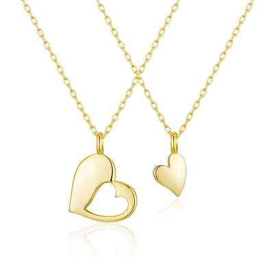 Gold Plated Big Sister Little Sister Piece of My Heart Necklace Set by  Philip Jo