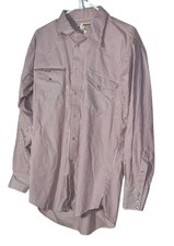 Vintage Ruddock Pearl Snap Western Shirt Size 17 Red White Stripe USA Made READ