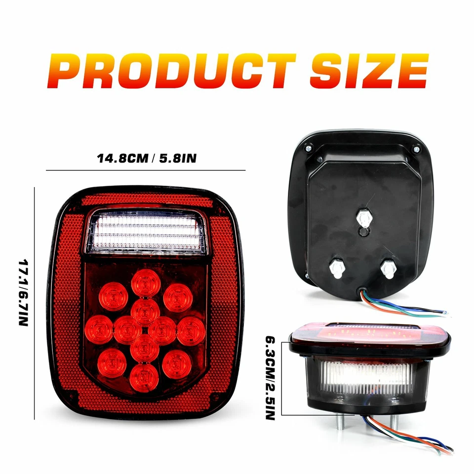 2X Luces traseras LED Luces de freno traseras Tope de giro Inverso para Jeep Wrangler TJ CJ JK Foto 4 de 4