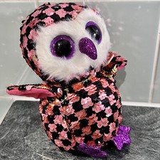 Ty Beanie Boo Flippable Checks The Owl 6" Colour Change Sequin Soft Plush Toy
