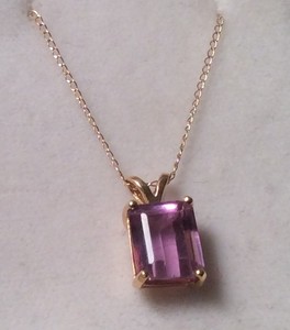 amethyst emerald cut 14k genuine chain pendant inch