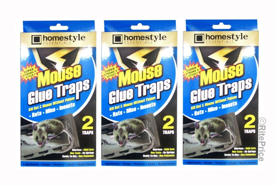 6 trampas (paquete de 3) trampas para ratones pegamento no tóxico tabla súper pegajosa rata trampas medianas Foto 2 de 4