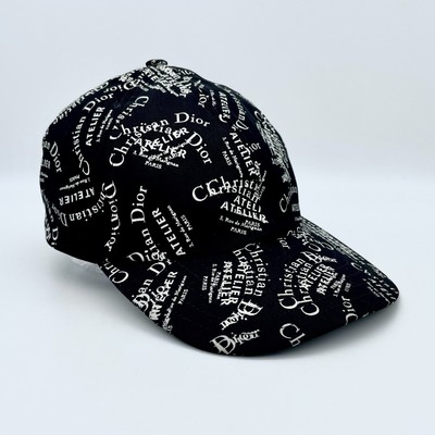 Auth CHRISTIAN DIOR Black and White Homme Atelier Baseball Cap 