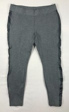 White House Black Market Pants Women's Medium Gray Leggings Faux Leather Stripe