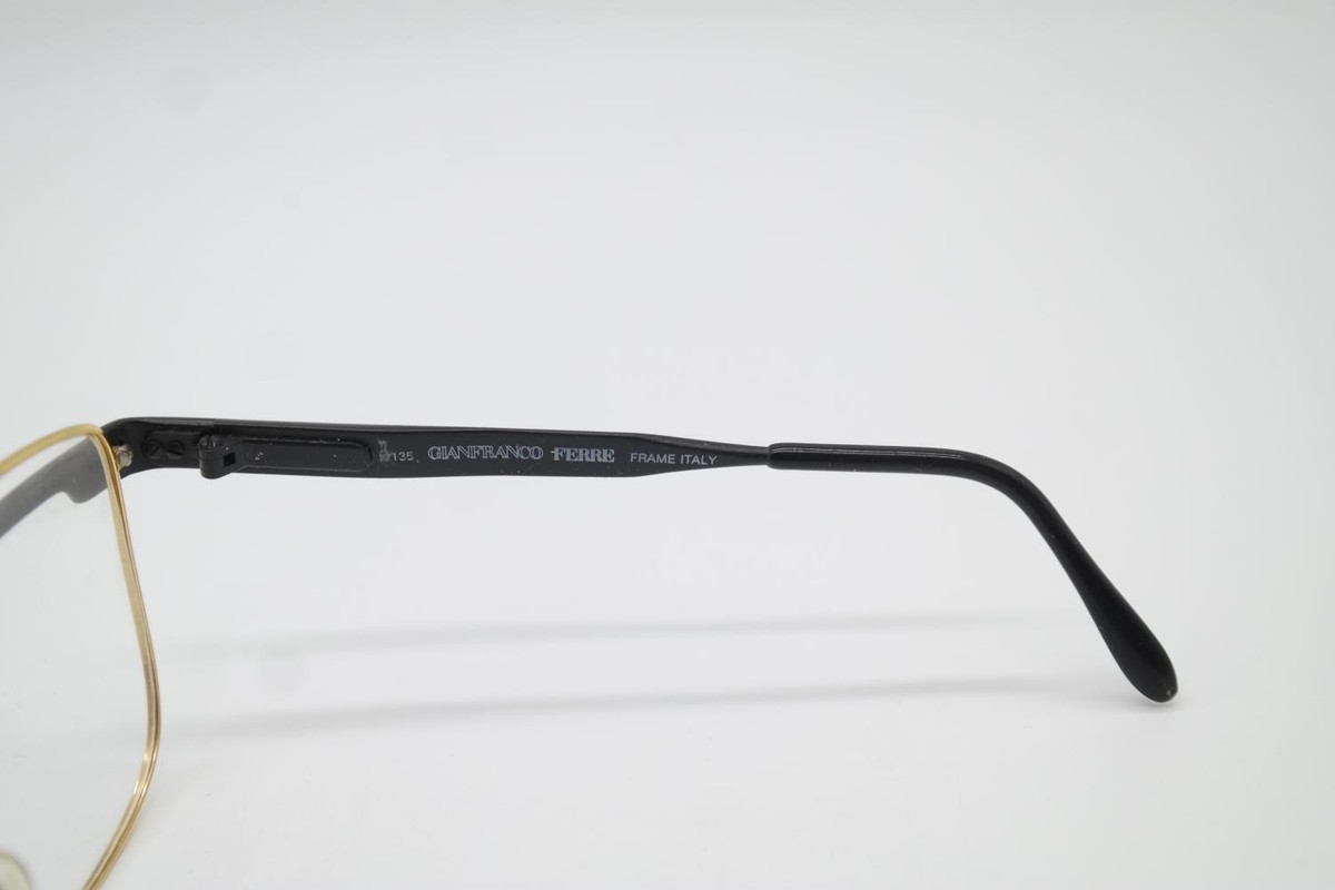 Lunettes Vintage Gianfranco Ferré GFF Noir Et Or - Cadre Neuf, Style Cat Eye, Fabriqué En Italie