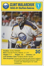 CLINT MALARCHUK Autographed Signed 1990-91 Team Issued Postcard Buffalo Sabres