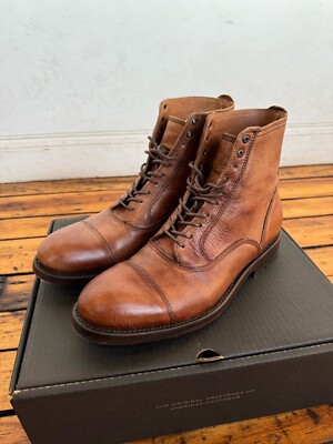 Frye Bowery Bal Cap-toe Lace-Up Cognac Brown Leather Boot